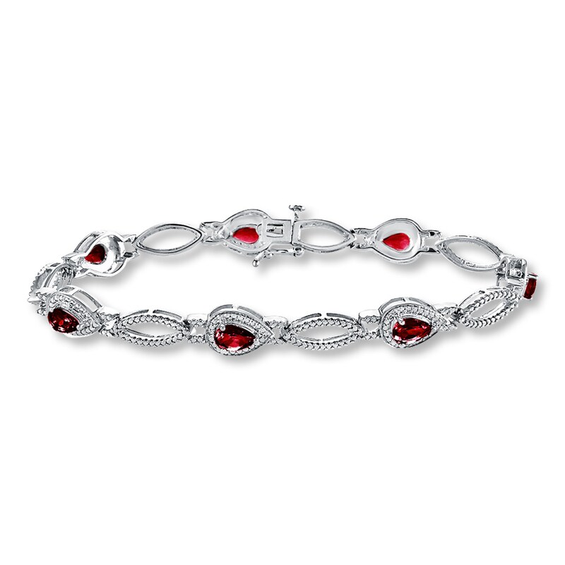 Garnet Bracelet Diamond Accents Sterling Silver