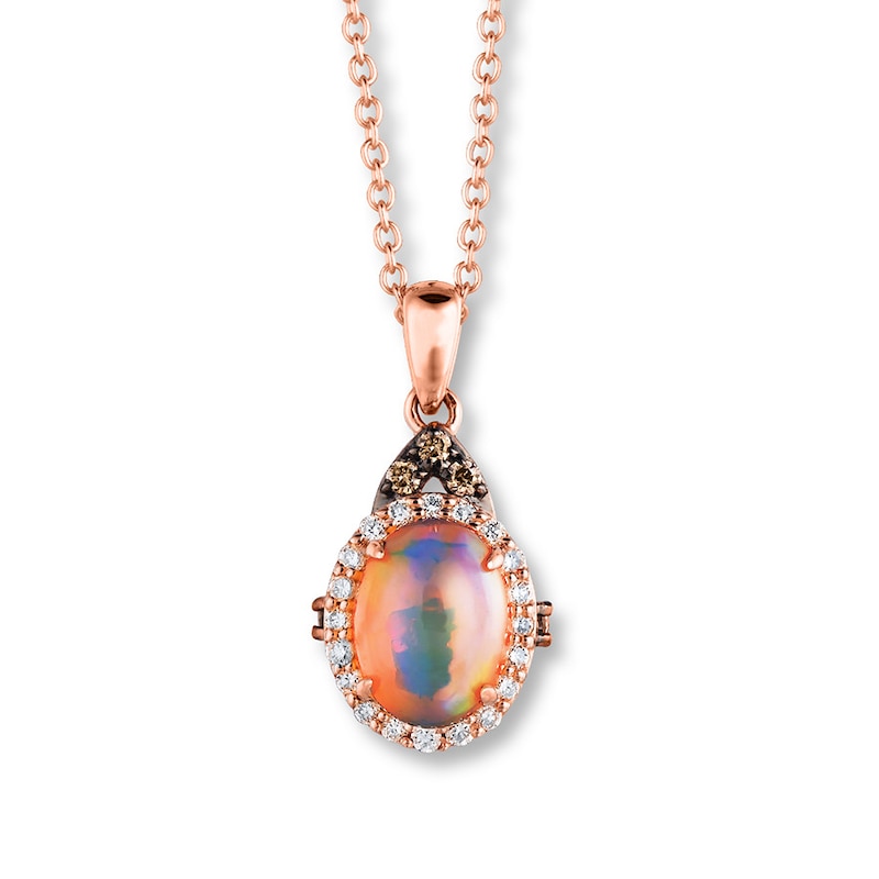 Le Vian Natural Opal 1/6 ct tw Diamonds 14K Strawberry Gold Necklace