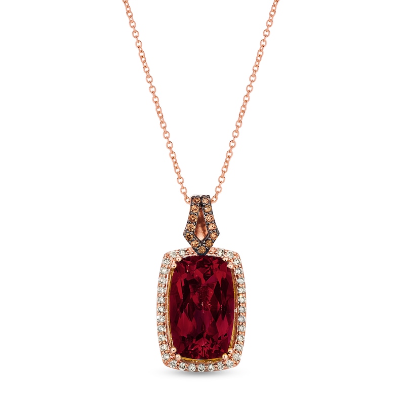 Le Vian Natural Garnet Necklace 3/8 ct tw Diamonds 14K Strawberry Gold
