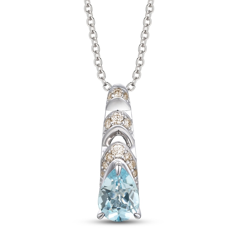 Le Vian Natural Aquamarine Necklace 1/10 ct tw Diamonds 14K Vanilla Gold