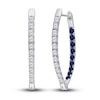Thumbnail Image 0 of Kallati Round-Cut Natural Blue Sapphire Hoop Earrings 1-1/8 ct tw Diamonds 14K White Gold