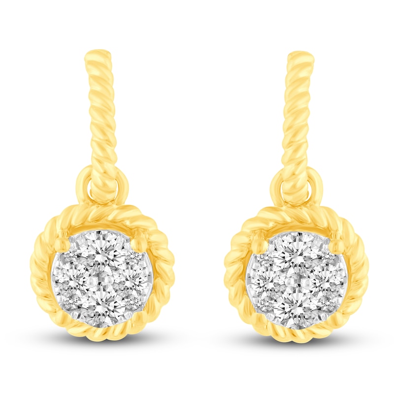 Diamond Rope Huggie/Dangle Earrings 1 ct tw 14K Yellow Gold