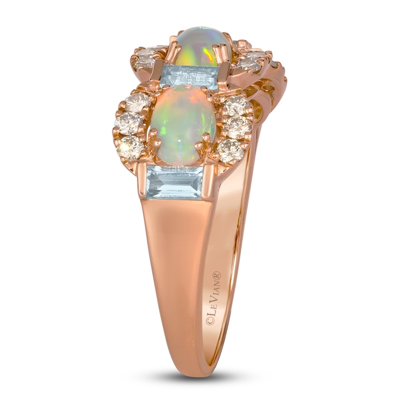 Le Vian Natural Opal, Natural Topaz  & Diamond Ring 3/8 ct tw 14K Strawberry Gold