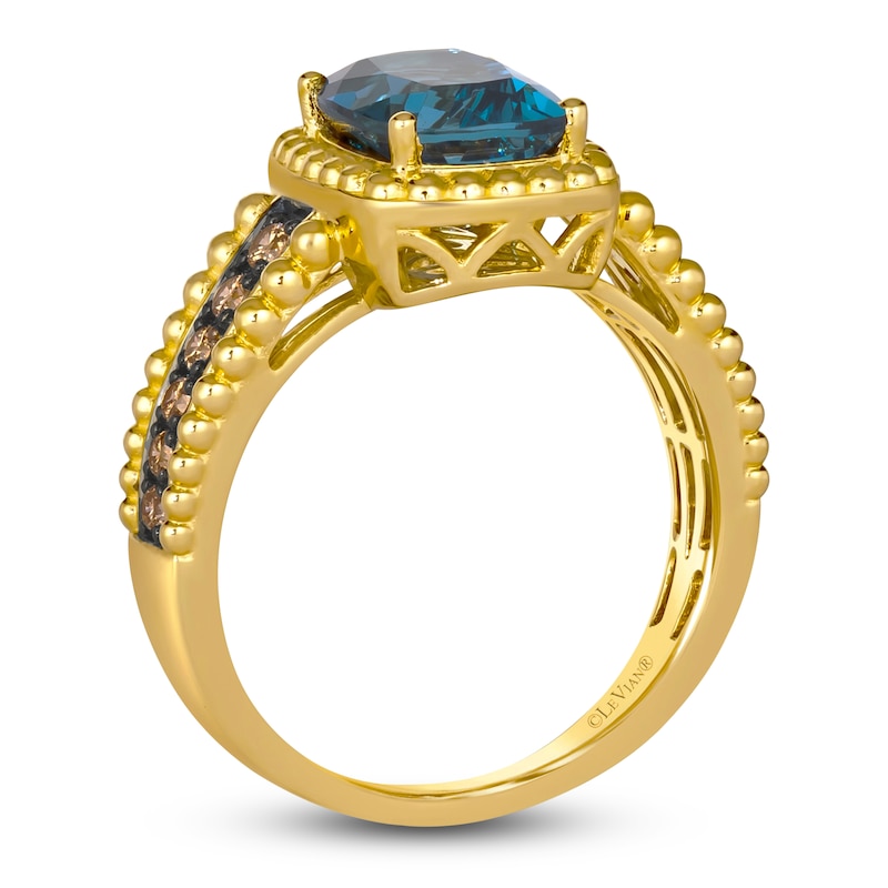 Le Vian Dolce D'Oro Natural Blue Topaz & Diamond Ring 1/4 ct tw 14K Honey Gold