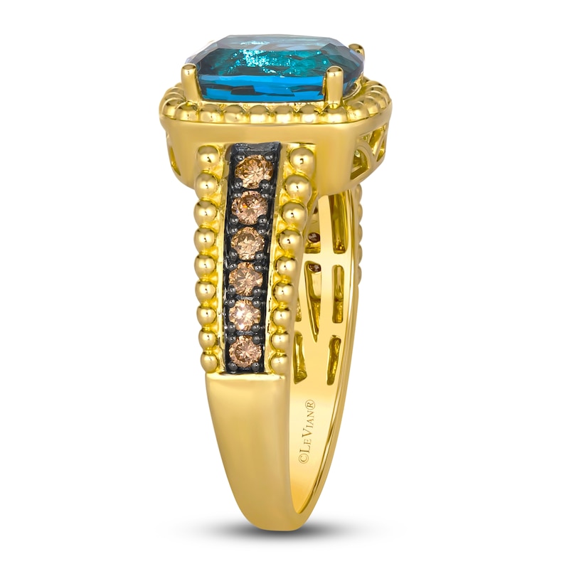Le Vian Dolce D'Oro Natural Blue Topaz & Diamond Ring 1/4 ct tw 14K Honey Gold