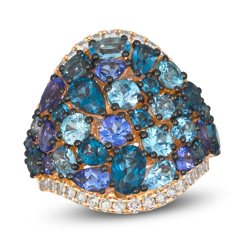 Le Vian Mare Azzurro Natural Multi-Gemstone & Diamond Ring 5/8 ct tw 14K Strawberry Gold