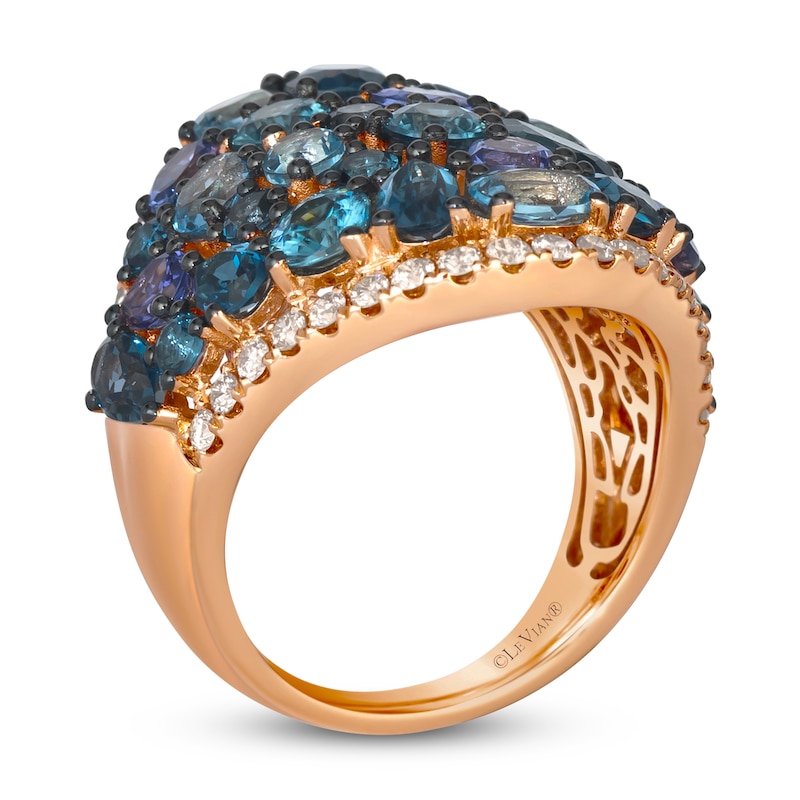 Le Vian Mare Azzurro Natural Multi-Gemstone & Diamond Ring 5/8 ct tw 14K Strawberry Gold