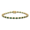 Thumbnail Image 0 of LALI Jewels Oval-Cut Natural Emerald & Diamond Tennis Bracelet 1/4 ct tw 14K Yellow Gold 7.5"