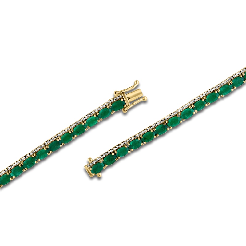 LALI Jewels Oval-Cut Natural Emerald & Diamond Tennis Bracelet 5/8 ct tw 14K Yellow Gold