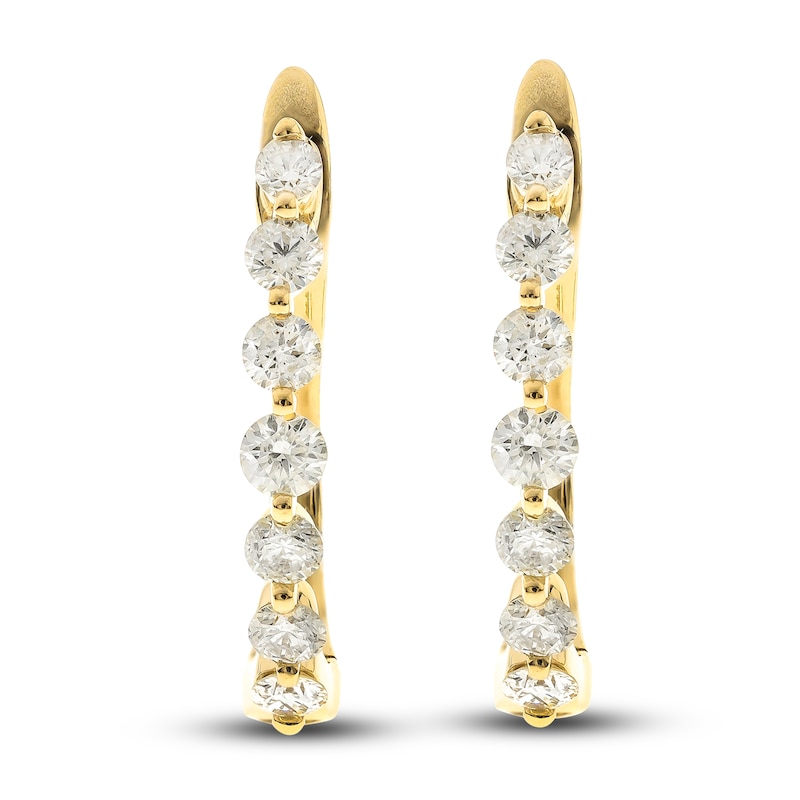 Diamond Hoop Earrings 7/8 ct tw Round 14K Yellow Gold