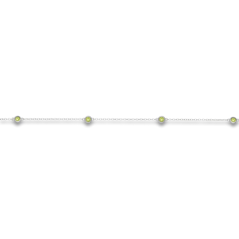 Natural Peridot Station Necklace Sterling Silver 18"