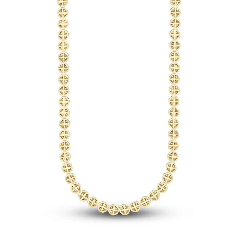 Bourbon-Colored Diamonds Men's White & Brown Diamond Necklace 6 ct tw Round 10K Yellow Gold 22"