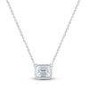 Thumbnail Image 0 of Emerald-Cut Lab-Created Diamond Bezel-Set Solitaire Necklace 1 ct tw 18K White Gold 18" (F/VS2)