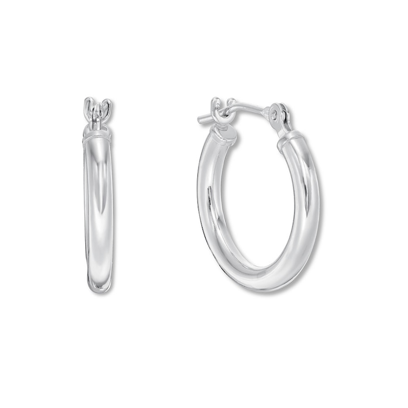 Hoop Earrings 14K White Gold 15mm