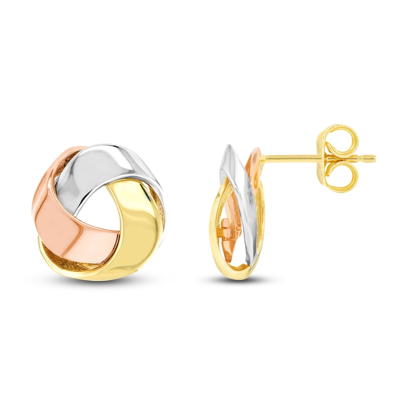 Love Knot Earrings 14K Tri-Color Gold