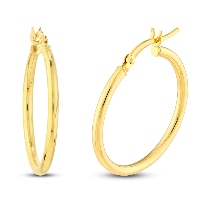 Round Hoop Earrings 14K Yellow Gold