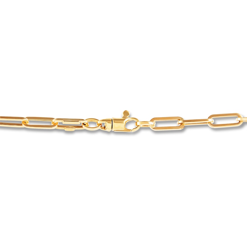 Italia D'Oro Hollow Paper Clip Chain Necklace 14K Yellow Gold 24"