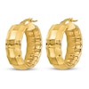 Thumbnail Image 1 of Textured Oval Hoop Earrings 14K Yellow Gold
