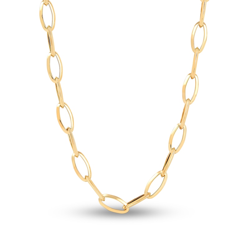 Italia D'Oro Elongated Oval Link Necklace 14K Yellow Gold 20"