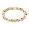 Thumbnail Image 0 of Italia D'Oro Oval Link Bracelet Pink Enamel 14K Yellow Gold 7.5"