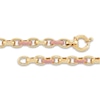 Thumbnail Image 2 of Italia D'Oro Oval Link Bracelet Pink Enamel 14K Yellow Gold 7.5"