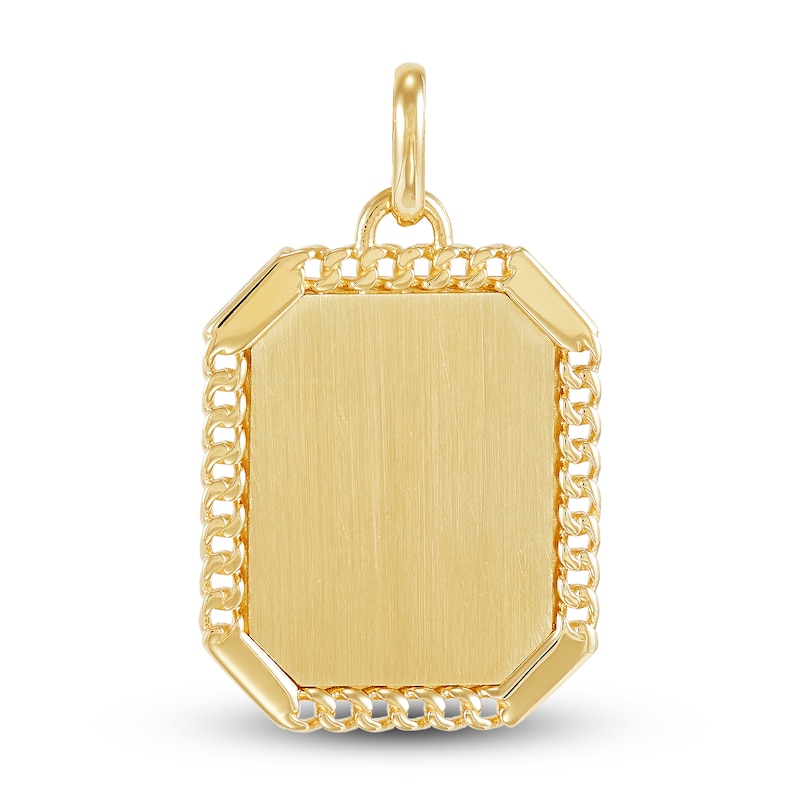 LUSSO by Italia D'Oro Men's Satin Dog Tag Charm 14K Yellow Gold