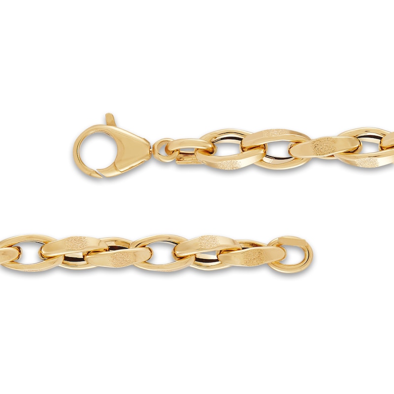 LUSSO by Italia D'Oro Men's Oval Link Bracelet 14K Yellow Gold 9"