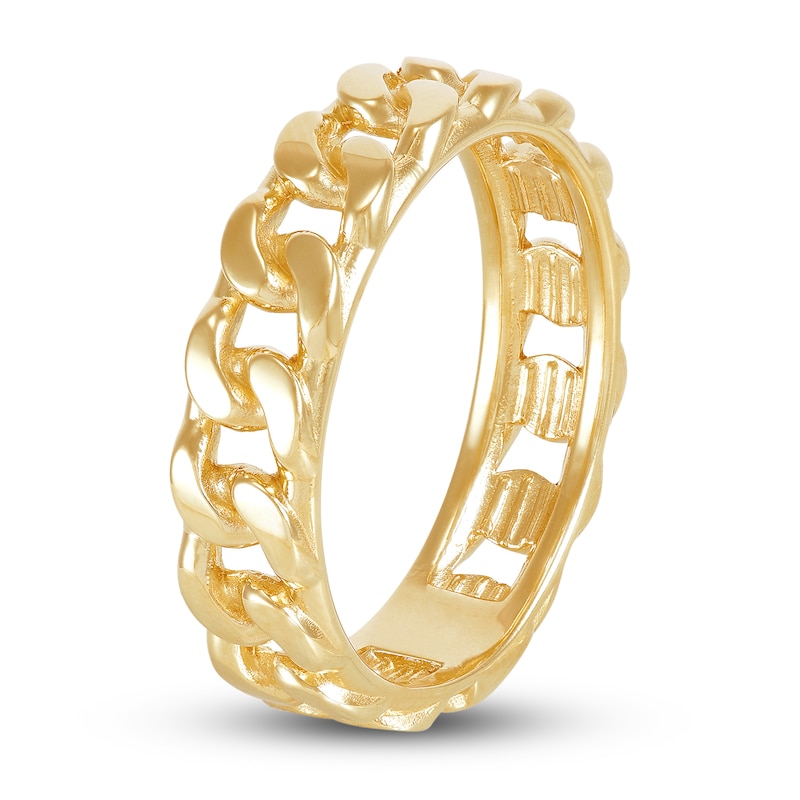 LUSSO by Italia D'Oro Men's Curb Ring 14K Yellow Gold