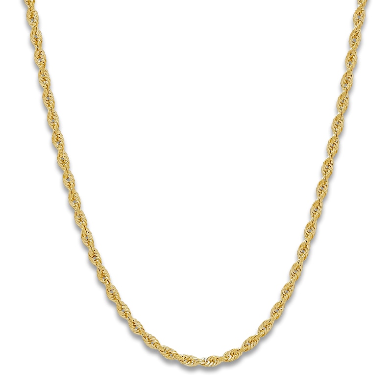 Solid Glitter Rope Necklace 14K Yellow Gold 22" 3.0mm