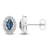 Thumbnail Image 0 of Montana Blue Oval-Cut Natural Sapphire Stud Earrings 1/20 ct tw Round Diamonds 14K White Gold