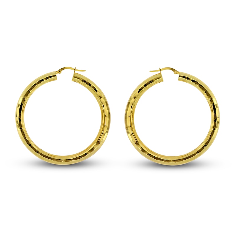 Diamond-Cut Hoop Earrings 14K Yellow Gold