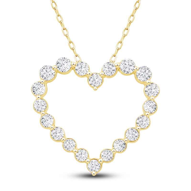 Diamond Heart Pendant Necklace 1/2 ct tw 10K Yellow Gold 18"
