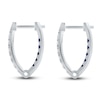 Thumbnail Image 2 of Kallati Round-Cut Natural Blue Sapphire & Diamond Hoop Earrings 1/3 ct tw 14K White Gold