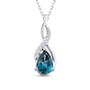 Thumbnail Image 0 of Montana Blue Pear-Shaped Natural Sapphire Pendant Necklace 1/20 ct tw Round Diamonds 14K White Gold 18"