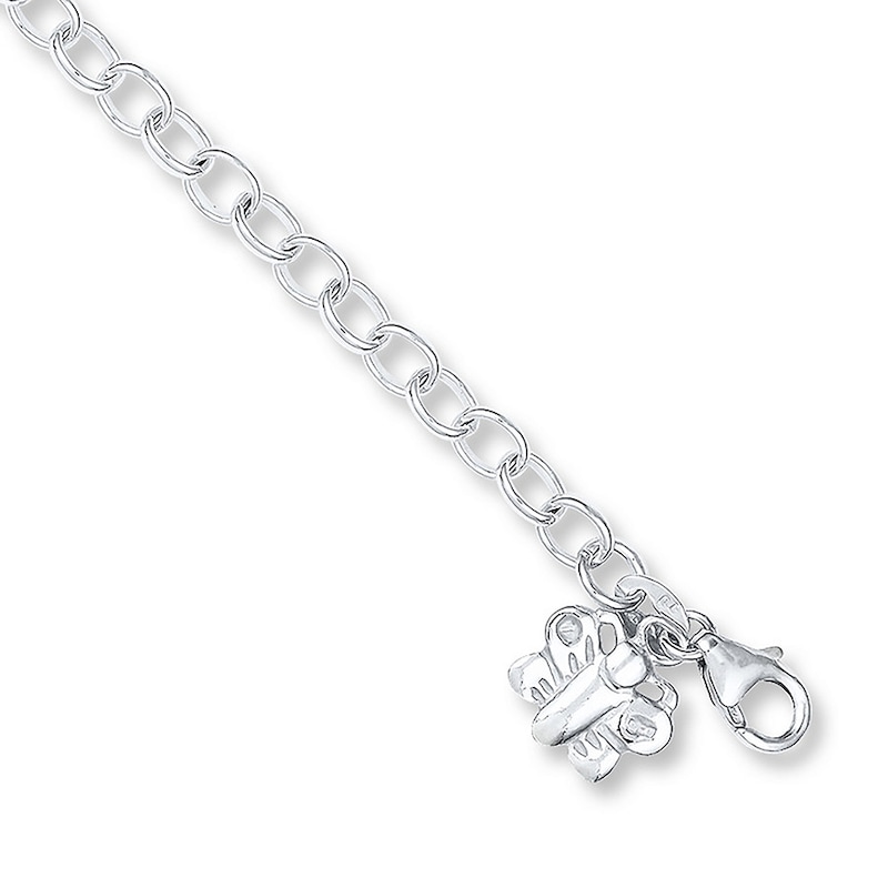 Butterfly Charm Anklet Rolo Chain Sterling Silver 10"