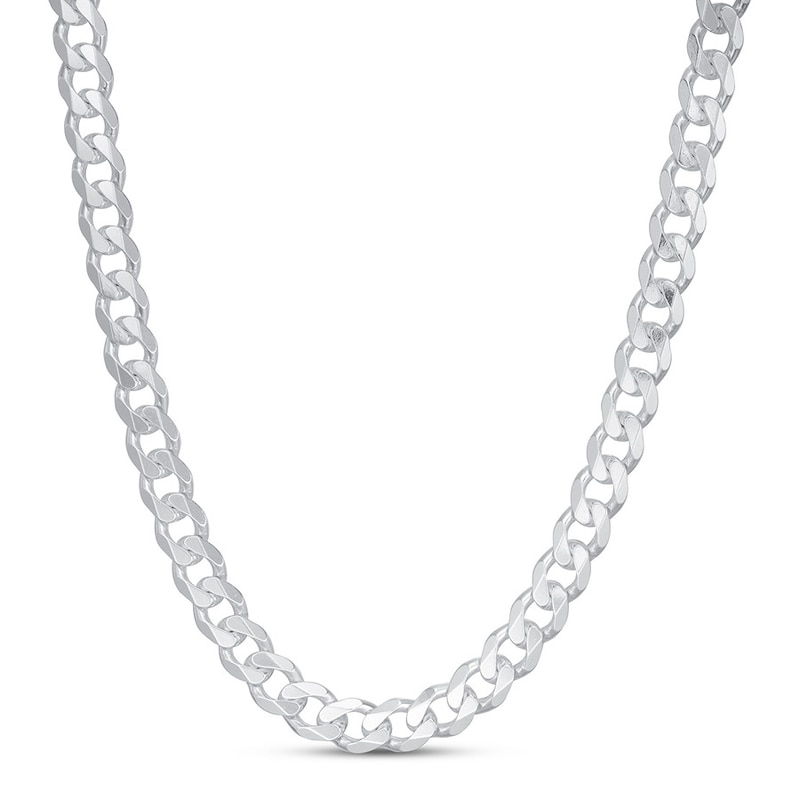 Solid Curb Chain Necklace Sterling Silver 22" 6.5mm