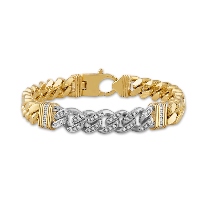 1933 by Esquire Men's Diamond Bracelet 1/5 ct tw Round 14K Yellow Gold-Plated/Sterling Silver 8.5"