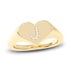 Thumbnail Image 0 of Juliette Maison Diamond Initial Heart Signet Ring 1/15 ct tw Round 10K Yellow Gold