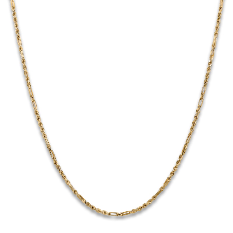 Diamond-Cut Solid Rope Chain Necklace 14K Yellow Gold 18" 2.5mm