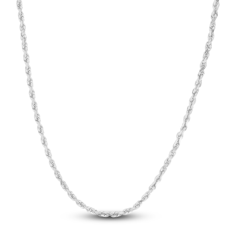 Solid Diamond-Cut Rope Chain Necklace 14K White Gold 18" 3.0mm