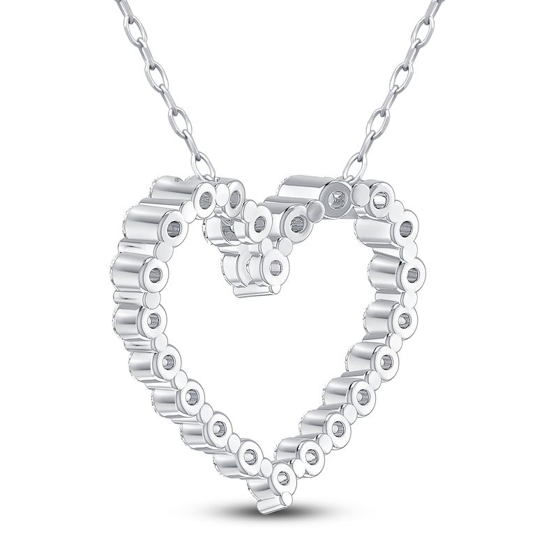 Diamond Heart Pendant Necklace 1 ct tw 10K White Gold