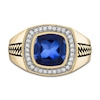 Thumbnail Image 2 of 1933 by Esquire Men's Lab-Created Sapphire Ring 1/4 ct tw Diamonds 10K Yellow Gold