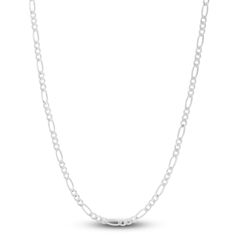 Solid Figaro Chain Necklace 14K White Gold 20" 3.0mm