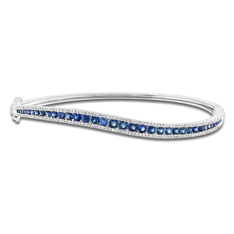 LALI Jewels Natural Blue Sapphire & Diamond Bangle Bracelet 1/2 ct tw 14K White Gold