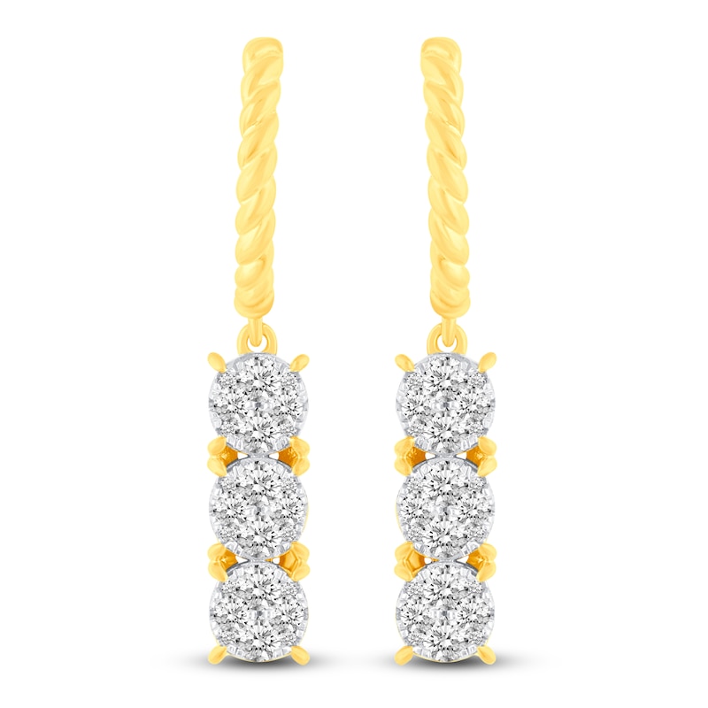 Diamond Huggie/Dangle Earrings 1 ct tw 14K Yellow Gold