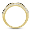 Thumbnail Image 1 of Men's Black & White Diamond Ring 1 ct tw Round/Baguette 10K Yellow Gold