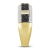 Thumbnail Image 3 of Men's Black & White Diamond Ring 1 ct tw Round/Baguette 10K Yellow Gold