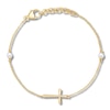 Thumbnail Image 1 of Children's Freshwater Cultured Pearl & Diamond Accent Cross Bracelet 14K Yellow Gold 5"