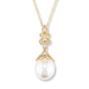 Thumbnail Image 0 of Cultured Pearl Necklace 1/20 ct tw Diamonds 14K Yellow Gold