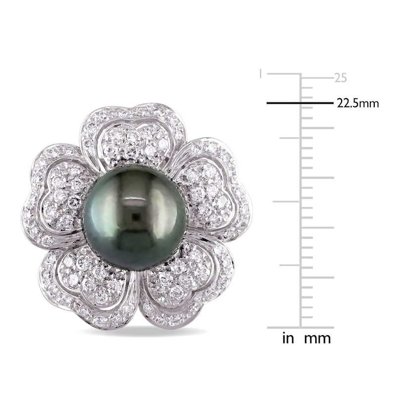 Cultured Pearl Earrings 1-1/2 ct tw Diamonds 18K White Gold
